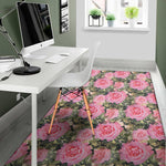 Military Camouflage Flower Pattern Print Area Rug
