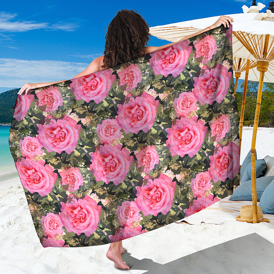 Military Camouflage Flower Pattern Print Beach Sarong Wrap