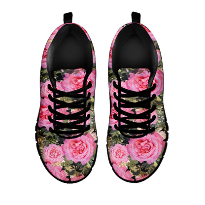 Military Camouflage Flower Pattern Print Black Sneakers