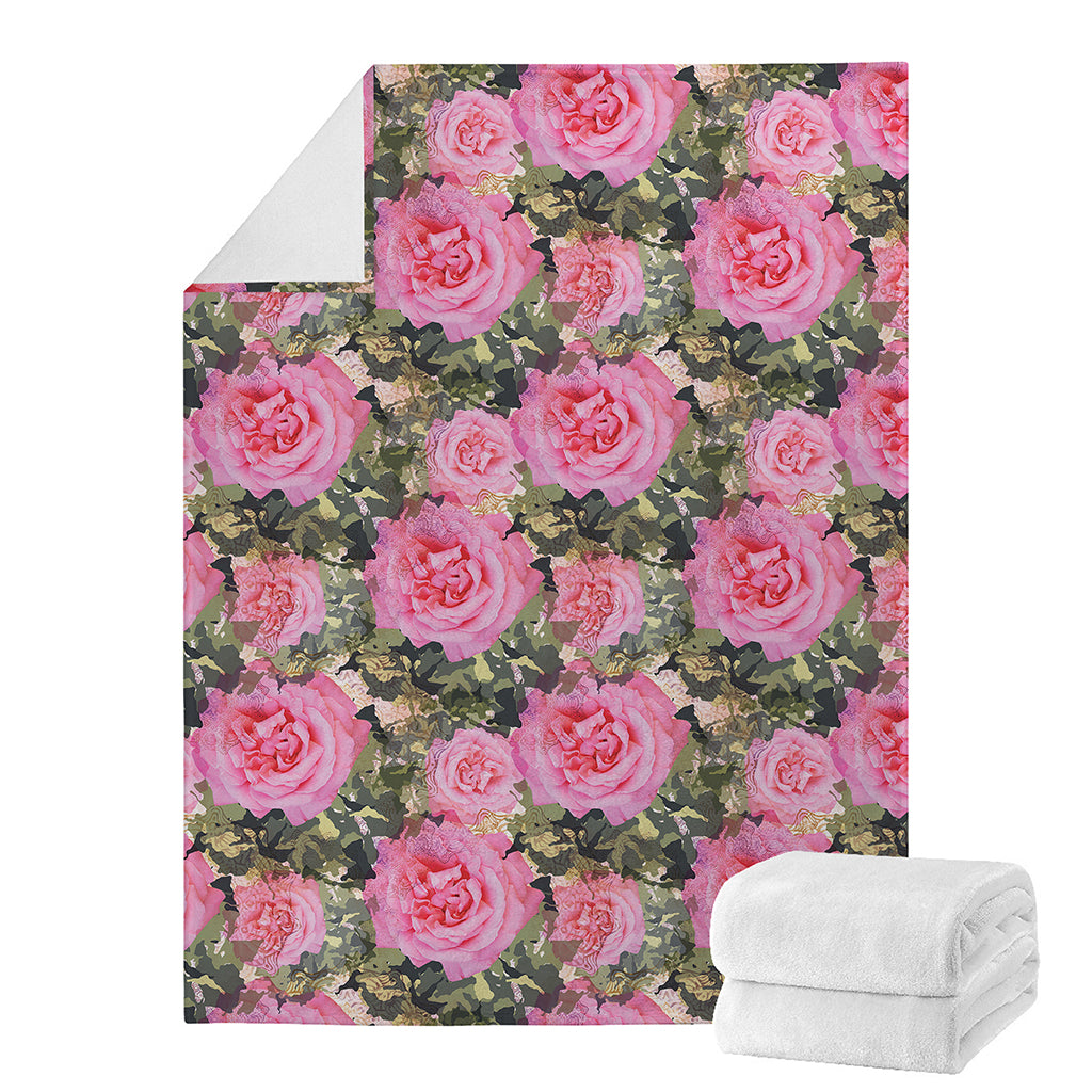 Military Camouflage Flower Pattern Print Blanket