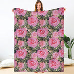 Military Camouflage Flower Pattern Print Blanket