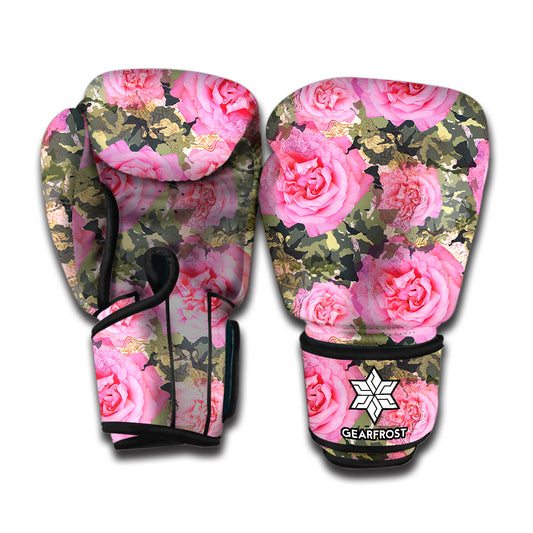 Military Camouflage Flower Pattern Print Boxing Gloves