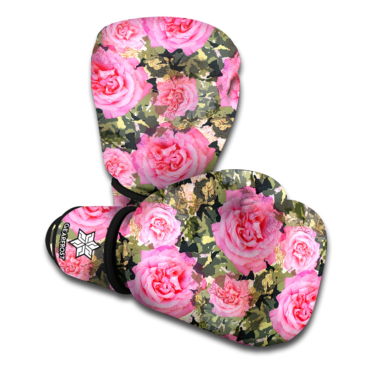 Military Camouflage Flower Pattern Print Boxing Gloves