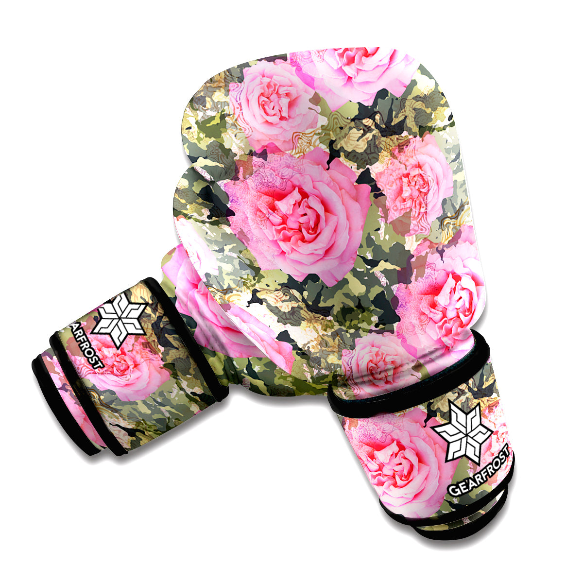 Military Camouflage Flower Pattern Print Boxing Gloves