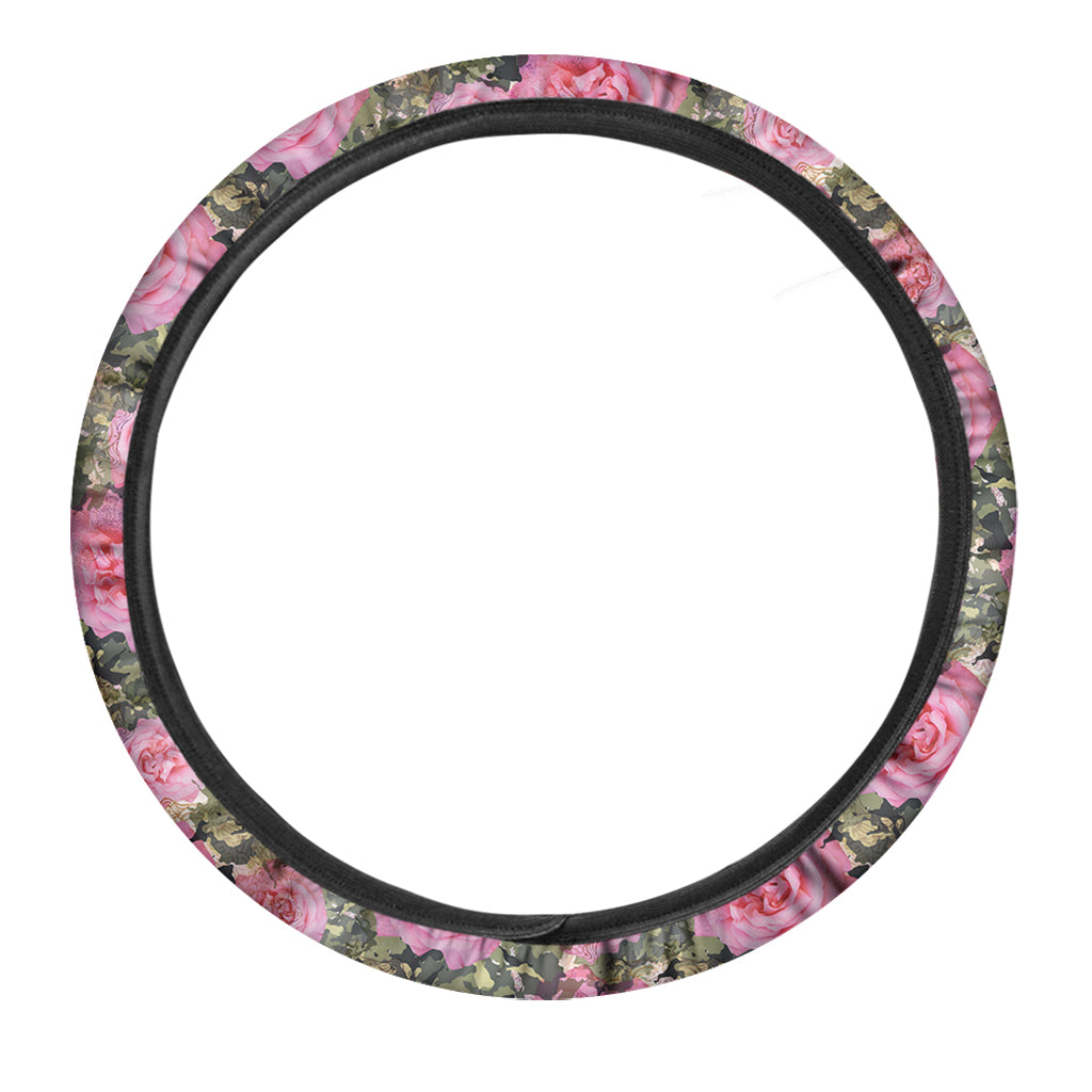 Military Camouflage Flower Pattern Print Car Steering Wheel Cover