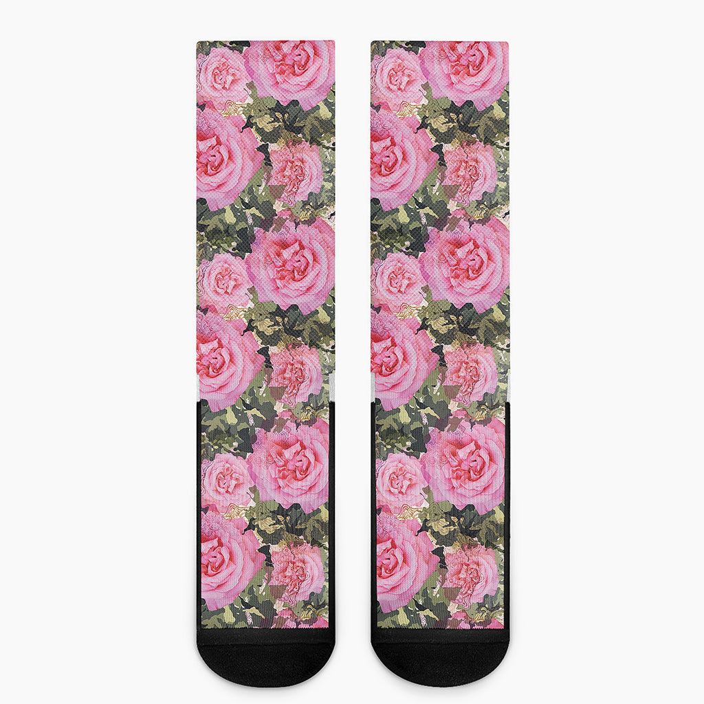 Military Camouflage Flower Pattern Print Crew Socks