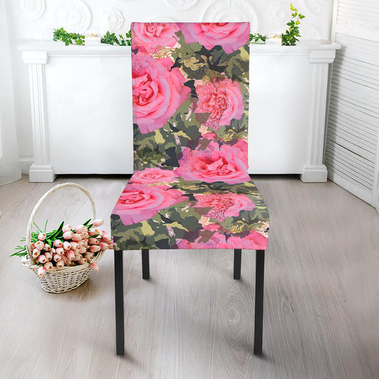 Military Camouflage Flower Pattern Print Dining Chair Slipcover
