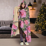 Military Camouflage Flower Pattern Print Hooded Blanket