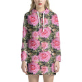 Military Camouflage Flower Pattern Print Pullover Hoodie Dress