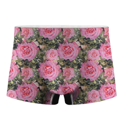 Military Camouflage Flower Pattern Print Men's Boxer Briefs