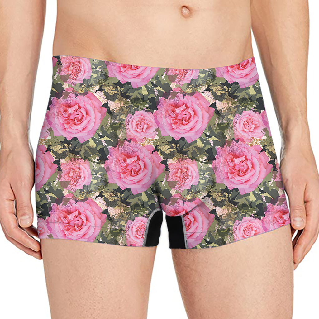Military Camouflage Flower Pattern Print Men's Boxer Briefs