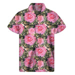 Military Camouflage Flower Pattern Print Men's Short Sleeve Shirt