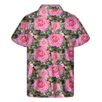 Military Camouflage Flower Pattern Print Men's Short Sleeve Shirt