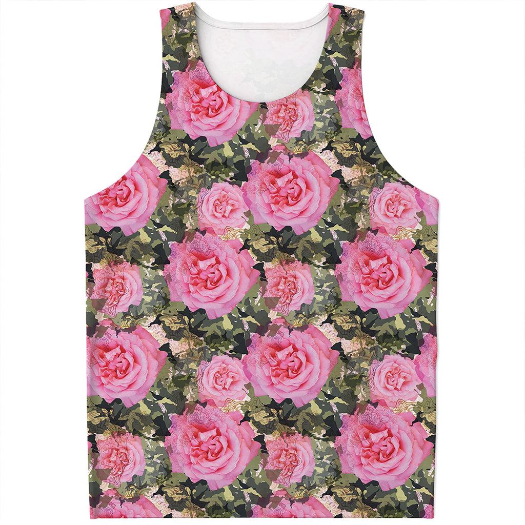 Military Camouflage Flower Pattern Print Men's Tank Top