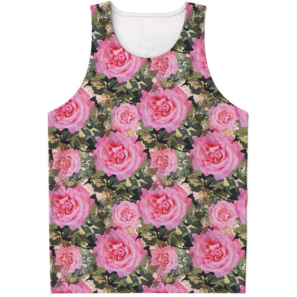 Military Camouflage Flower Pattern Print Men's Tank Top