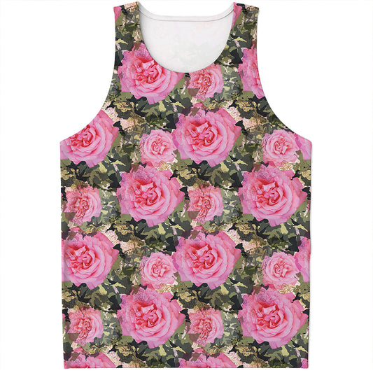 Military Camouflage Flower Pattern Print Men's Tank Top