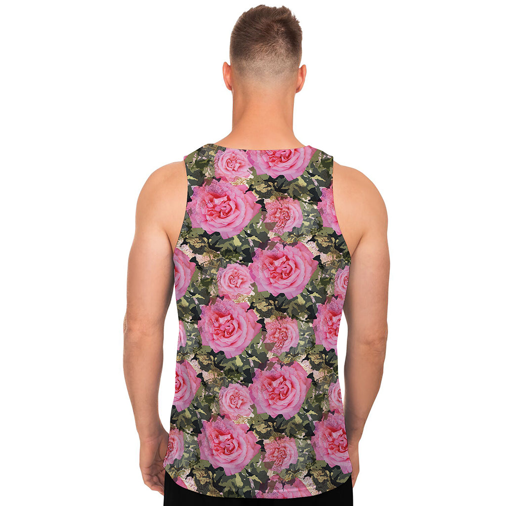 Military Camouflage Flower Pattern Print Men's Tank Top
