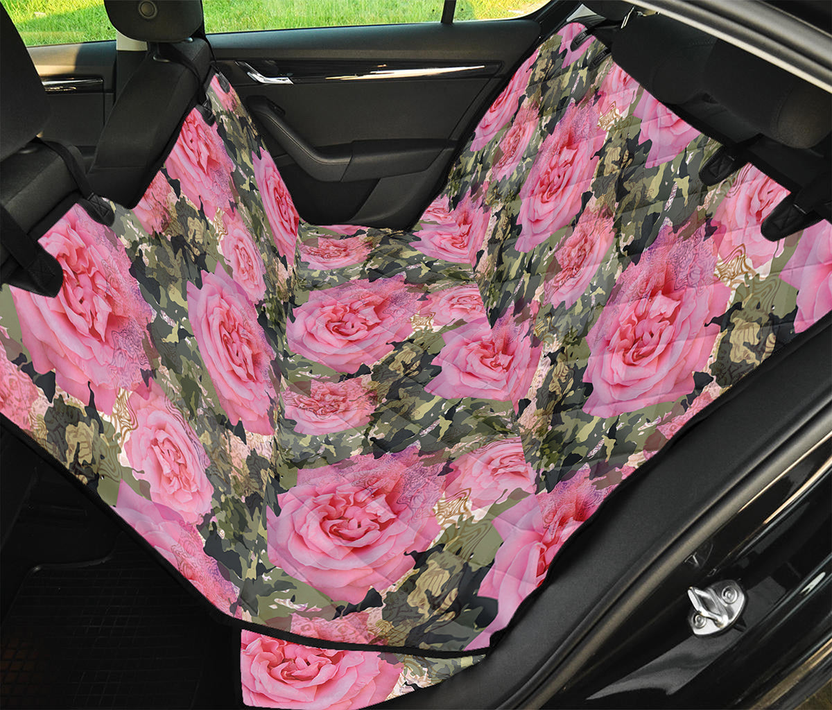 Military Camouflage Flower Pattern Print Pet Car Back Seat Cover