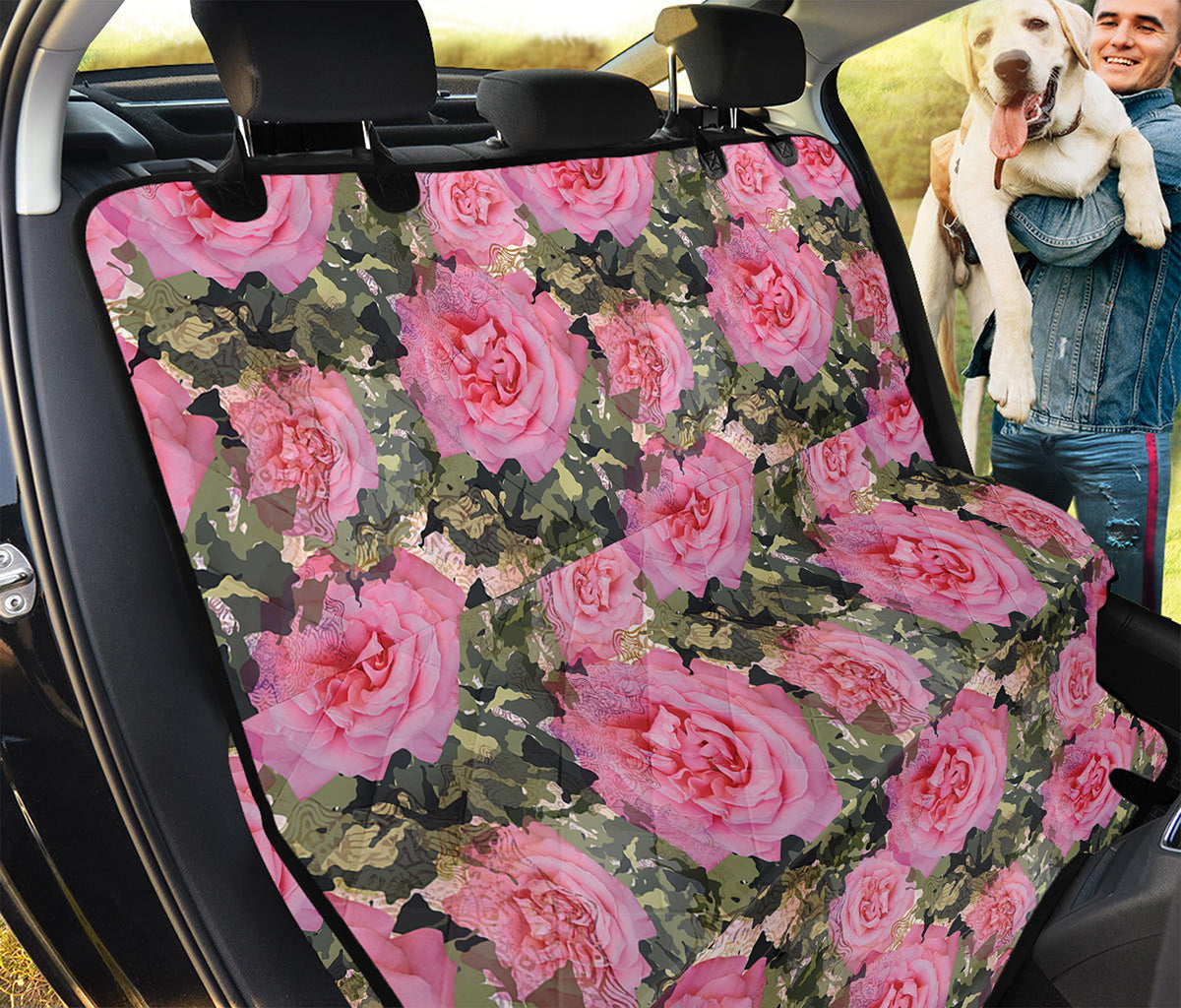 Military Camouflage Flower Pattern Print Pet Car Back Seat Cover