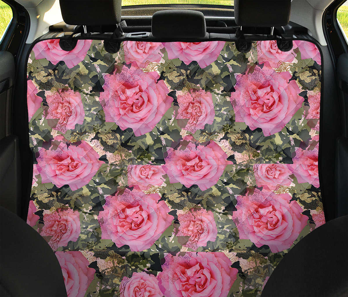 Military Camouflage Flower Pattern Print Pet Car Back Seat Cover