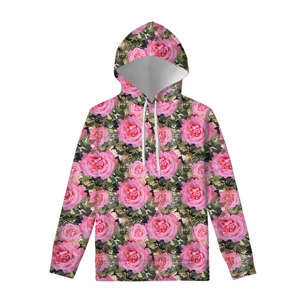 Military Camouflage Flower Pattern Print Pullover Hoodie