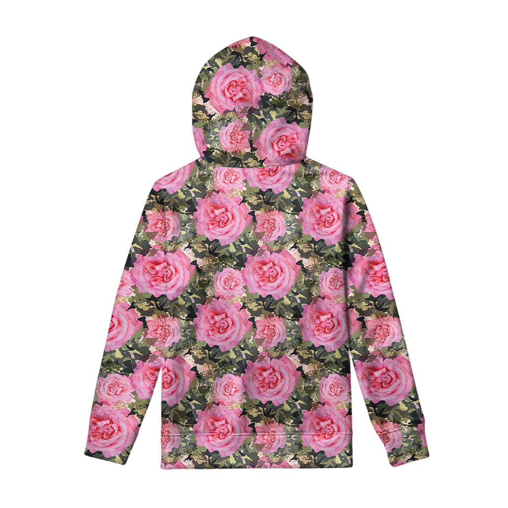 Military Camouflage Flower Pattern Print Pullover Hoodie