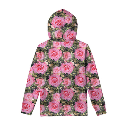 Military Camouflage Flower Pattern Print Pullover Hoodie