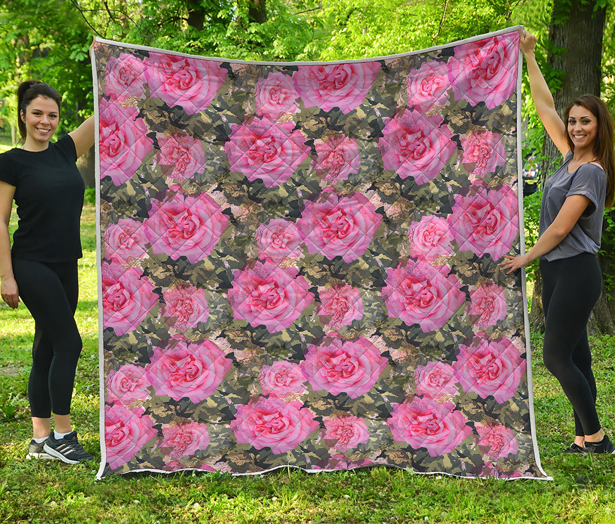 Military Camouflage Flower Pattern Print Quilt