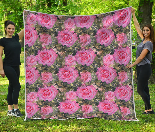Military Camouflage Flower Pattern Print Quilt