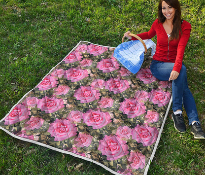 Military Camouflage Flower Pattern Print Quilt