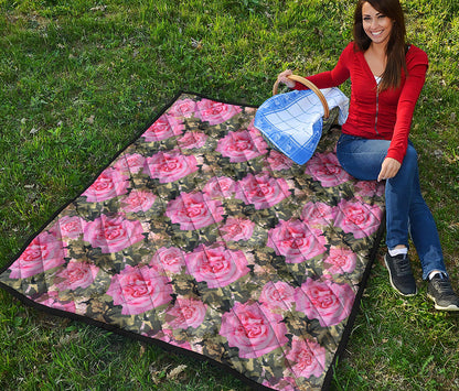 Military Camouflage Flower Pattern Print Quilt