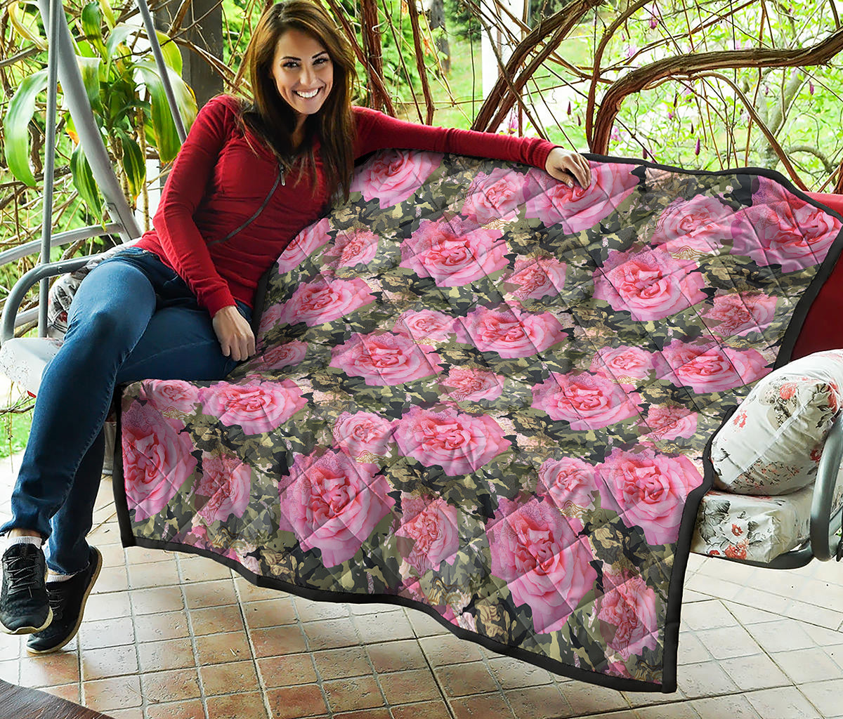 Military Camouflage Flower Pattern Print Quilt
