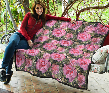 Military Camouflage Flower Pattern Print Quilt