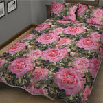 Military Camouflage Flower Pattern Print Quilt Bed Set