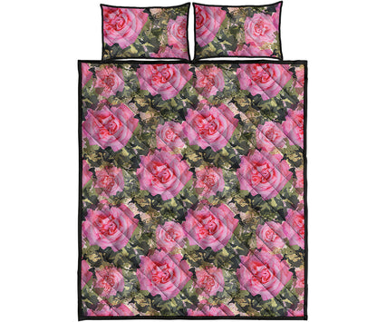 Military Camouflage Flower Pattern Print Quilt Bed Set