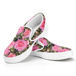 Military Camouflage Flower Pattern Print White Slip On Shoes