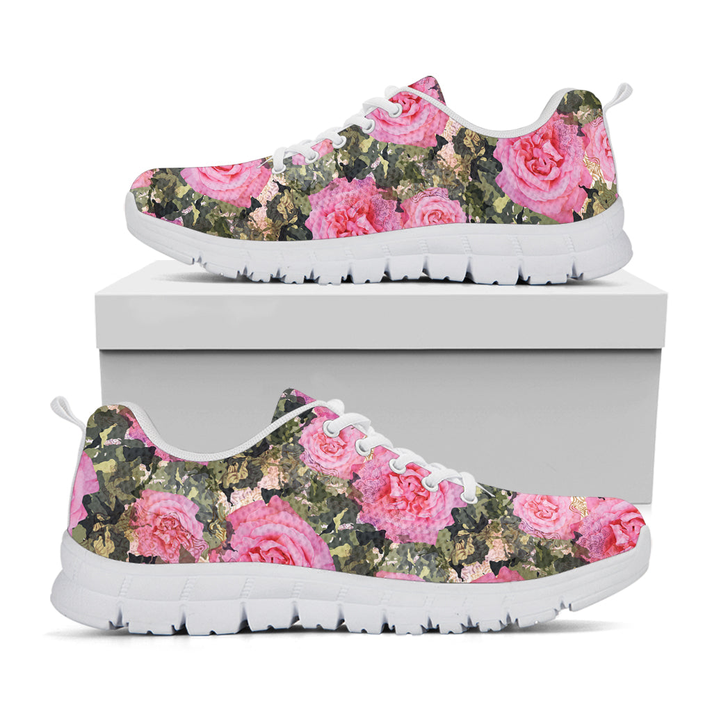 Military Camouflage Flower Pattern Print White Sneakers
