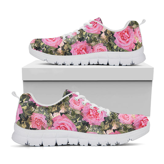 Military Camouflage Flower Pattern Print White Sneakers