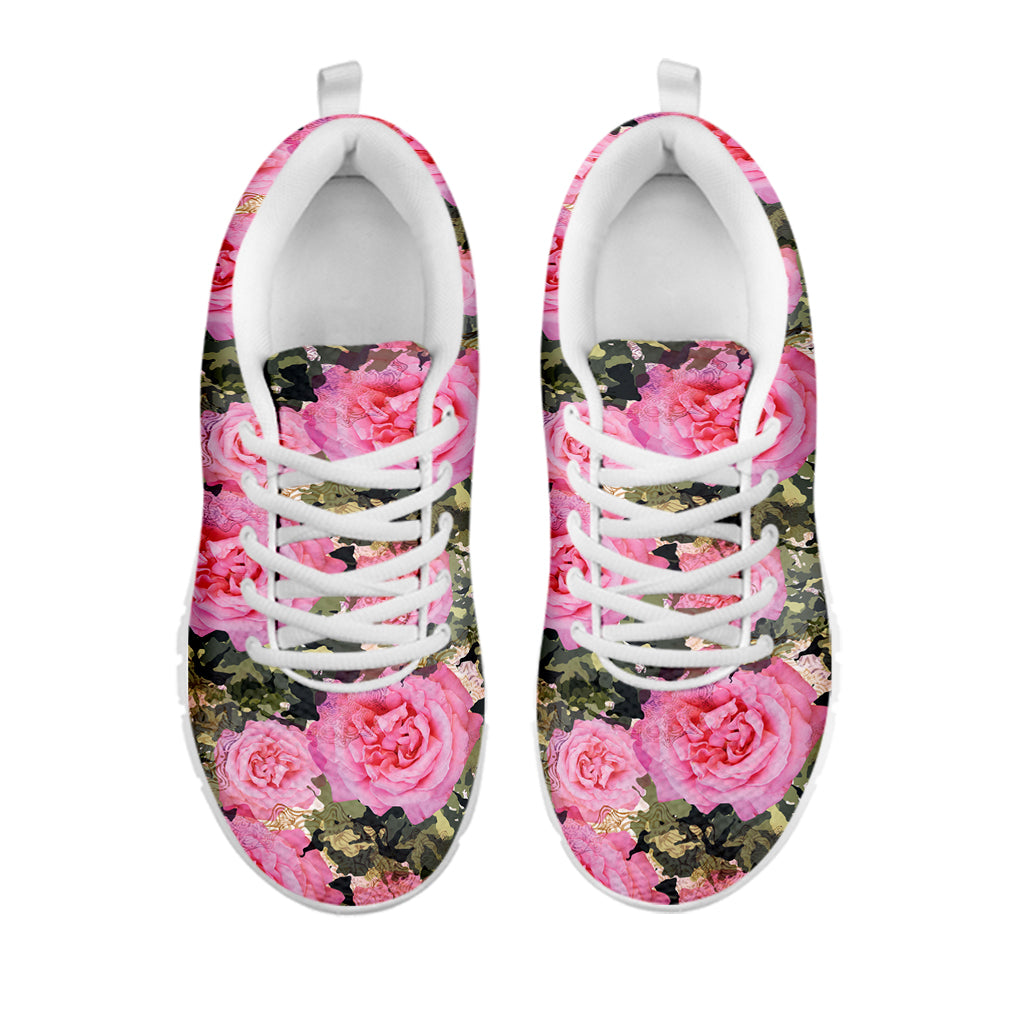 Military Camouflage Flower Pattern Print White Sneakers