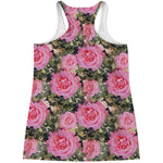 Military Camouflage Flower Pattern Print Women's Racerback Tank Top