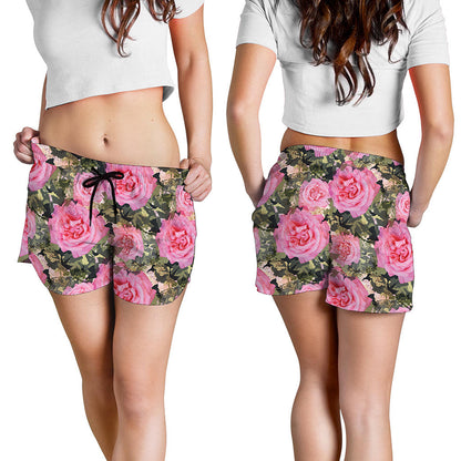 Military Camouflage Flower Pattern Print Women's Shorts