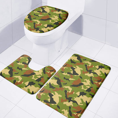 Military Camouflage Print 3 Piece Bath Mat Set