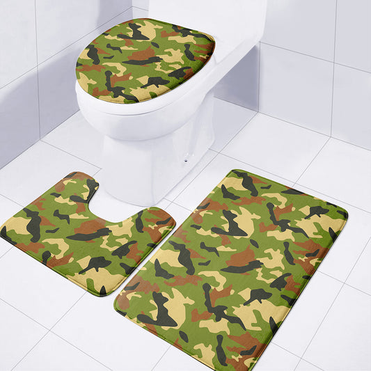 Military Camouflage Print 3 Piece Bath Mat Set