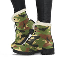 Military Camouflage Print Faux Fur Leather Boots
