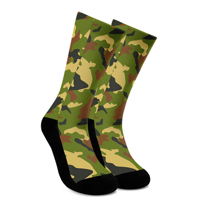 Military Camouflage Print Crew Socks