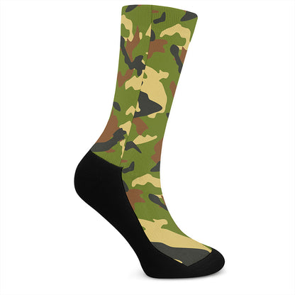 Military Camouflage Print Crew Socks