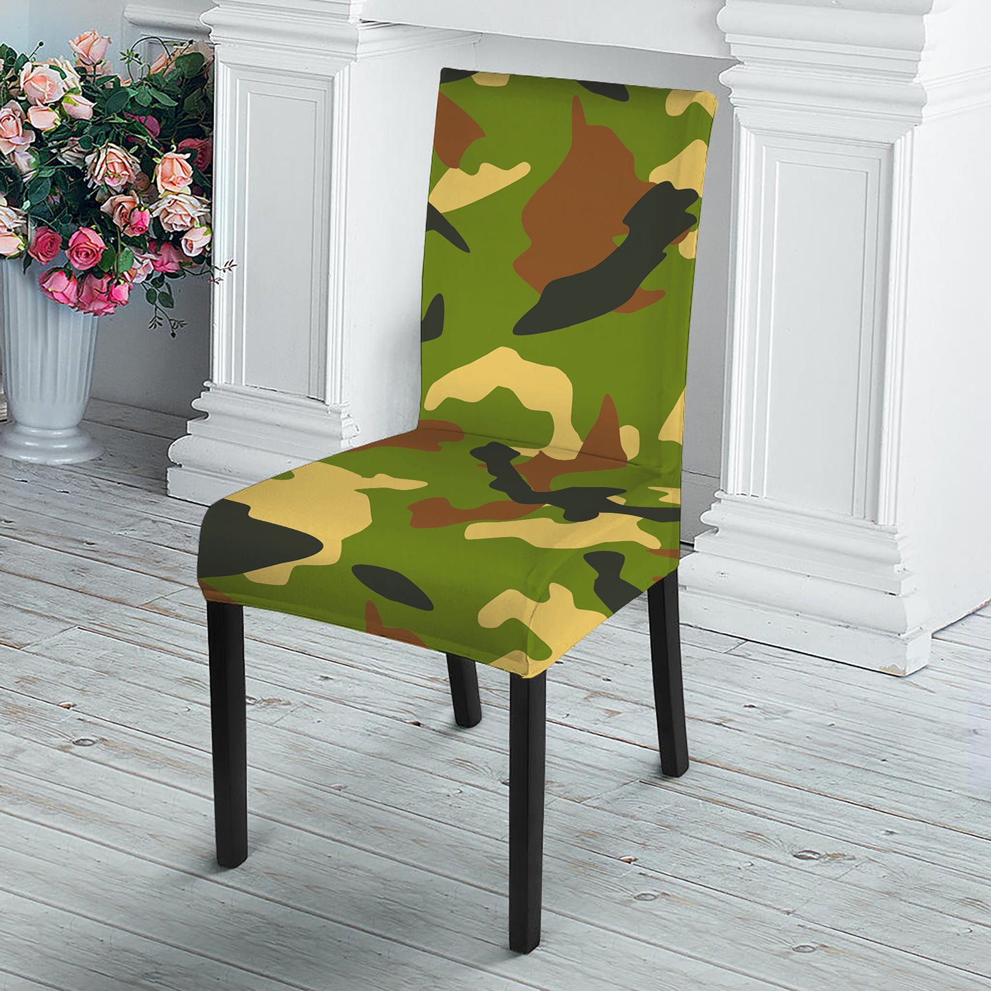Military Camouflage Print Dining Chair Slipcover