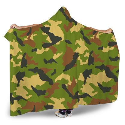 Military Camouflage Print Hooded Blanket