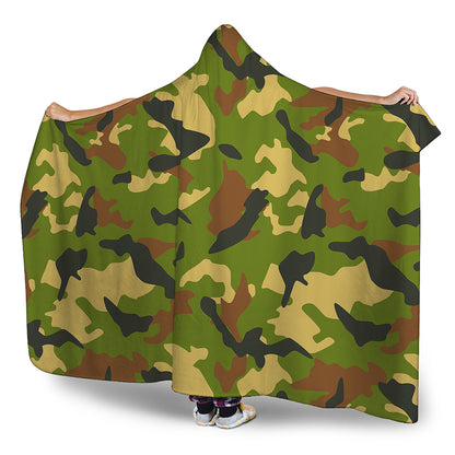 Military Camouflage Print Hooded Blanket