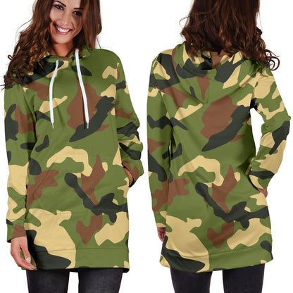 Military Camouflage Print Hoodie Dress GearFrost